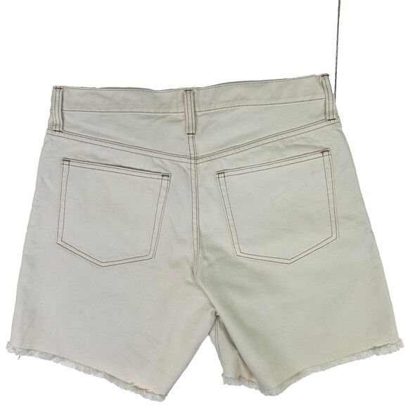 J Crew Mid Length Denim Bermuda Shorts Ecru Beige Cotton Denim Cut Offs Women 31 - Picture 5 of 13